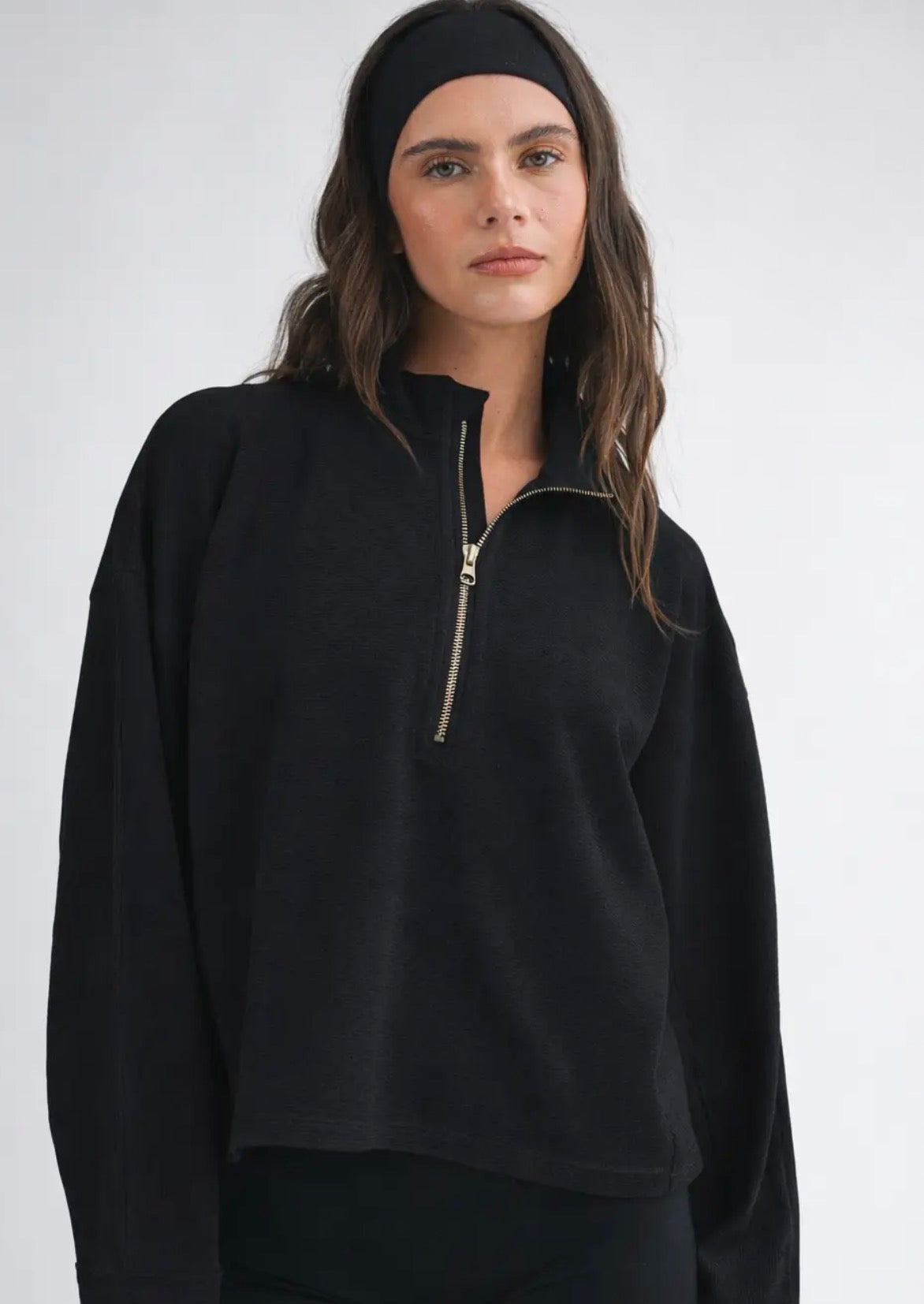 Black ribbed, crop pullover