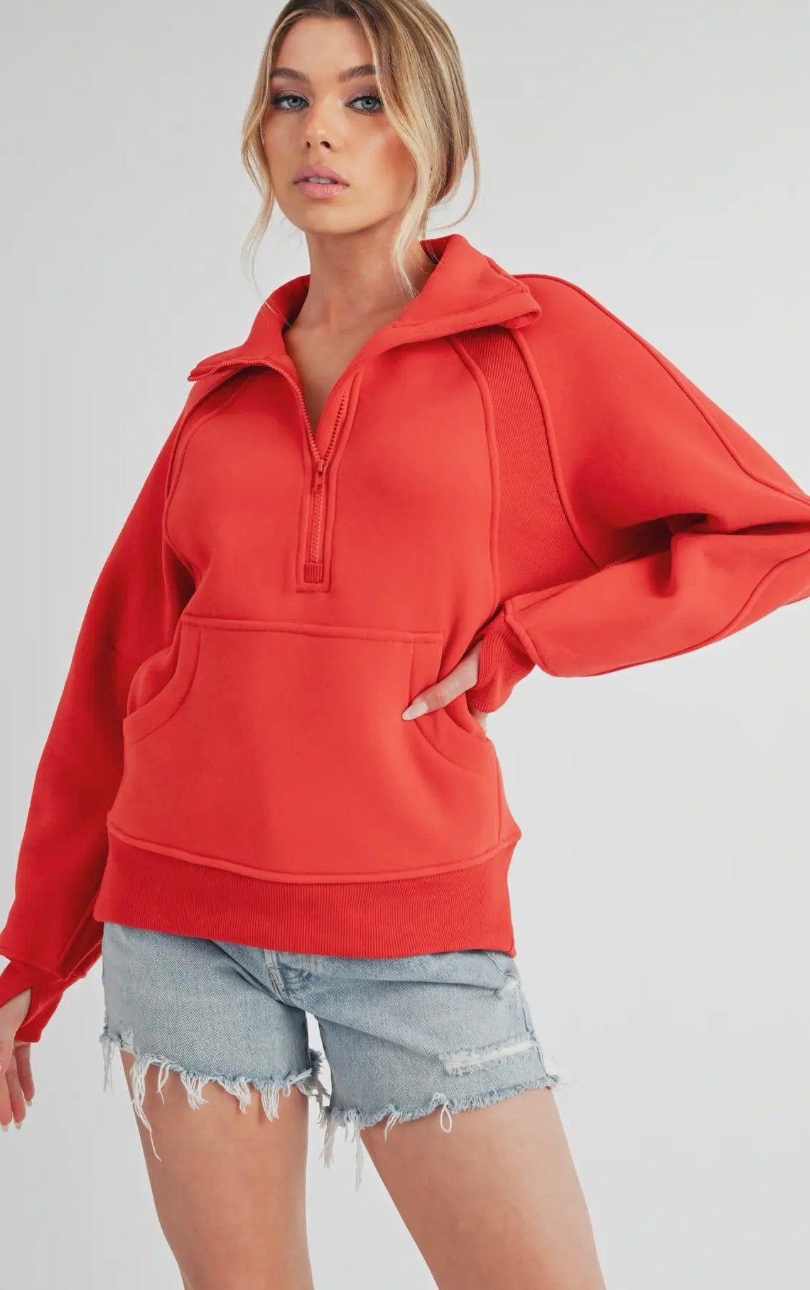 Tomato half zip