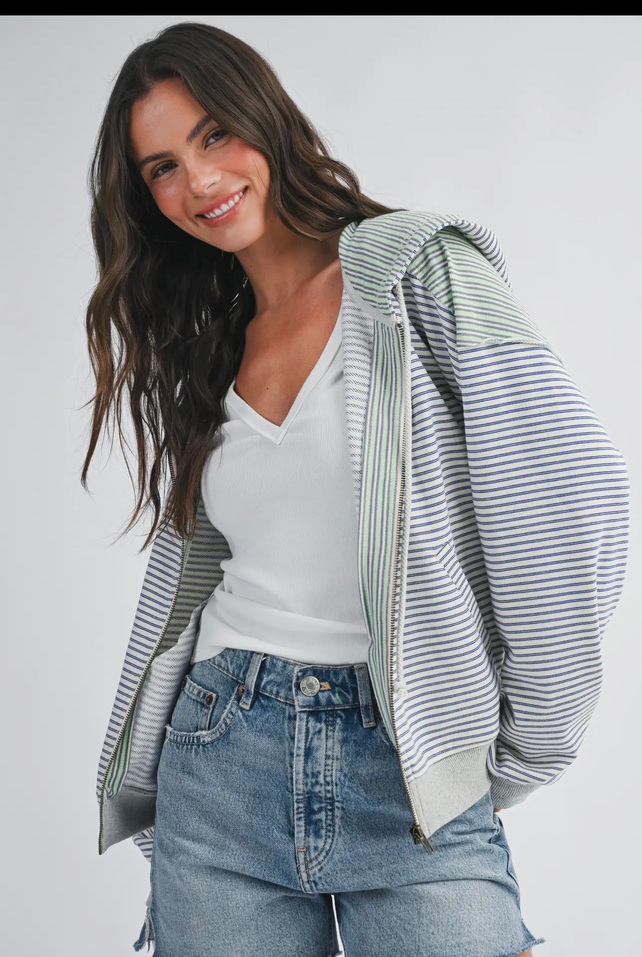 Striped zip hoodie