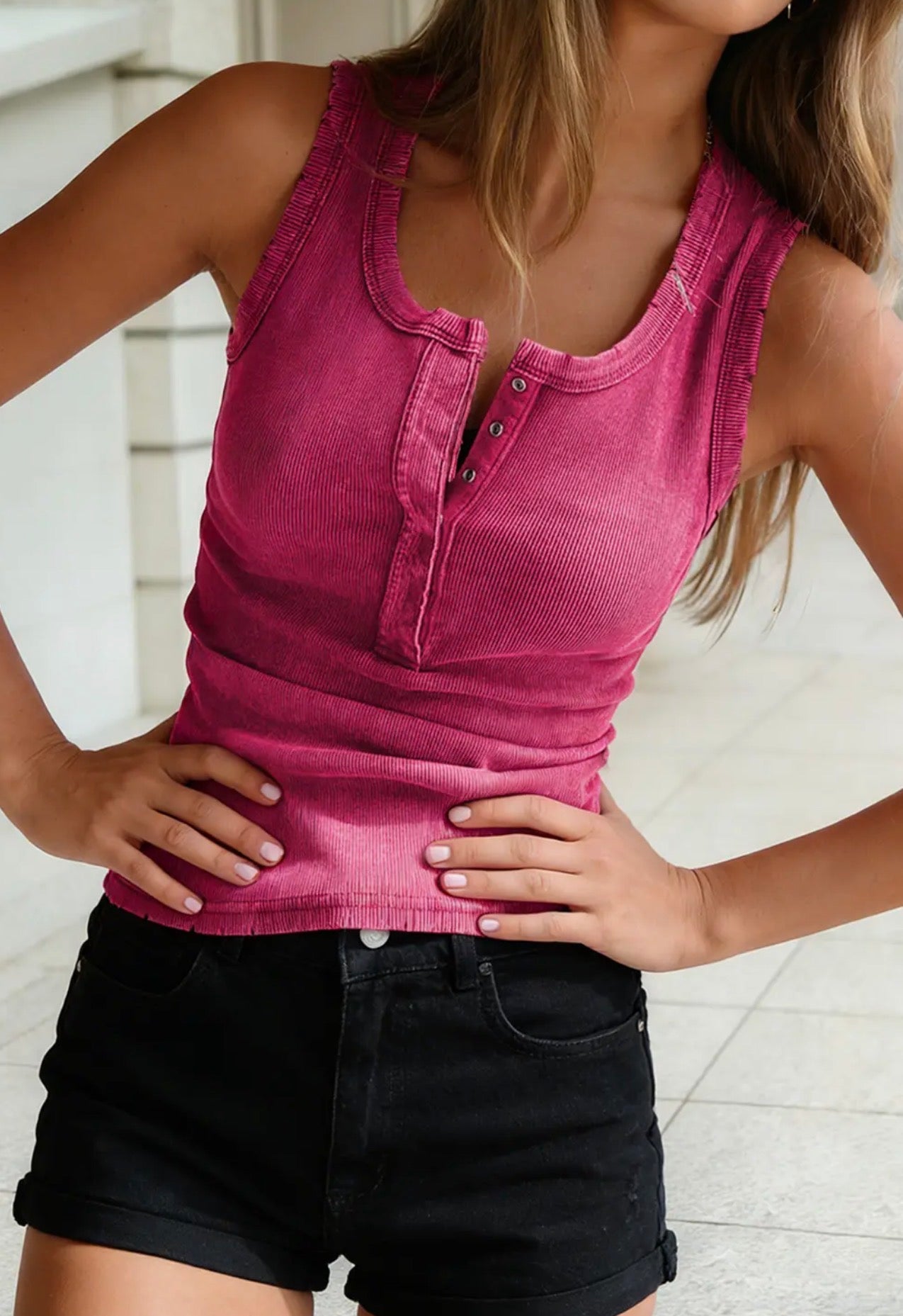 Vintage distressed Henley