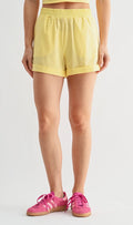 High waist athleisure shorts with cuffed leg