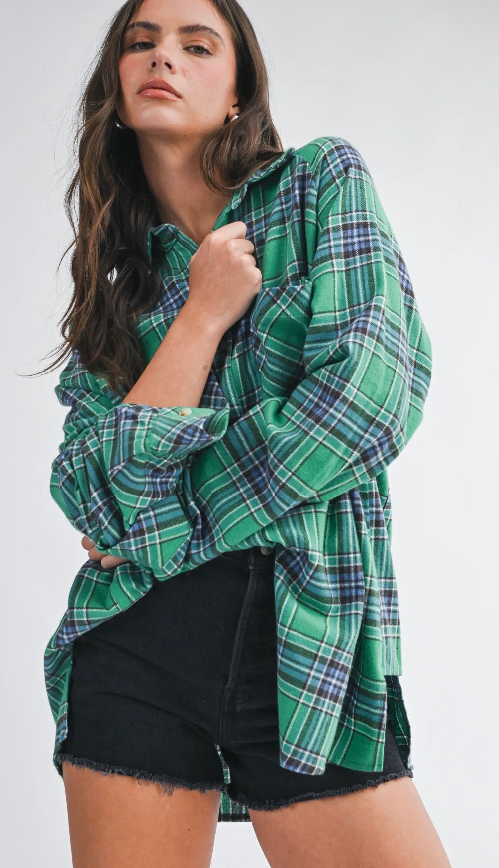 Oversized green flannel