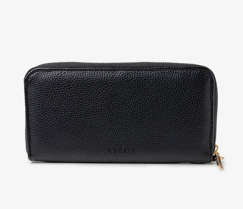 BLACK Kedzi zip around clutch wallet