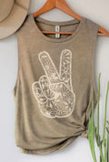 Peace and love - taupe tank