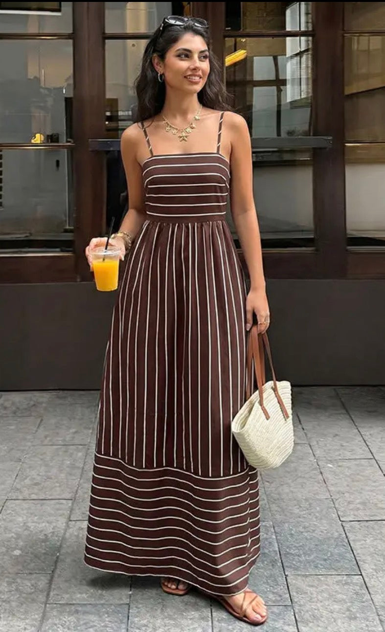Coffee brown maxi dress