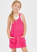 Girls hot pink romper dress