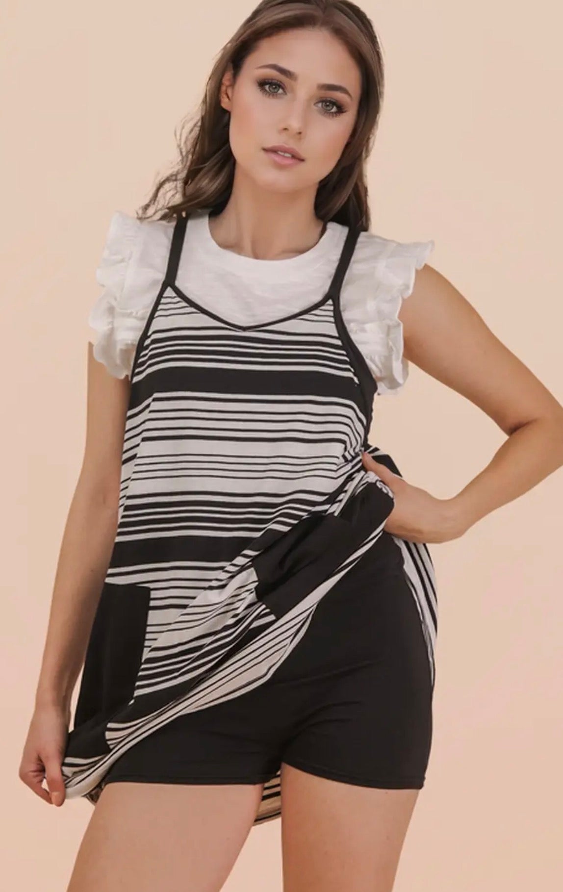 Black and white romper dress
