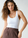 Seamless ribbed white tank top