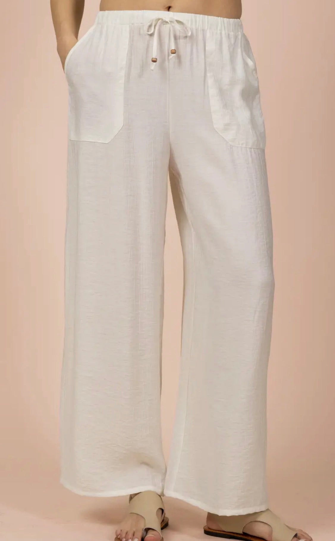 White woven pants
