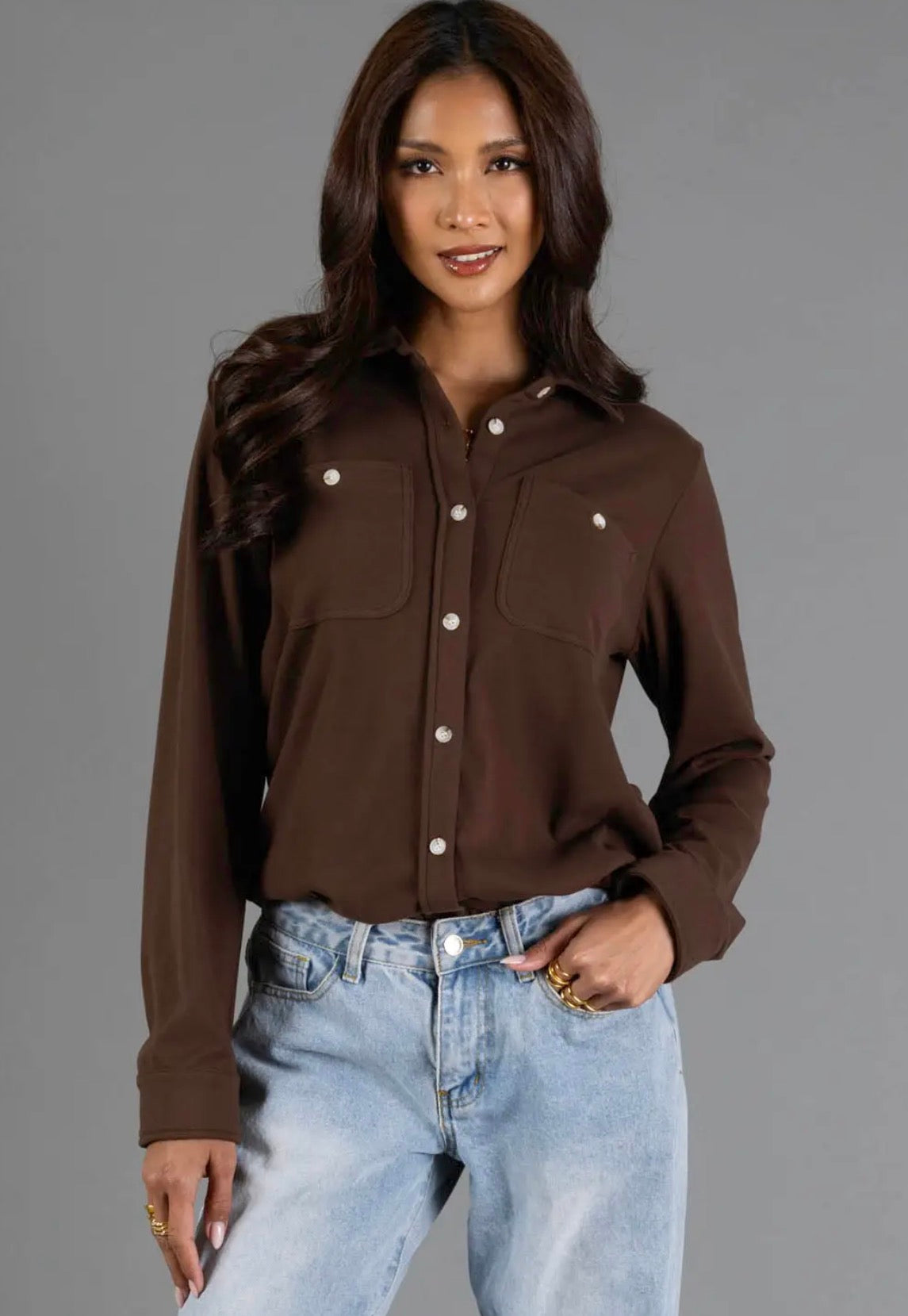 Panache brown button down