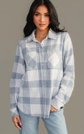 White and dusty blue button down