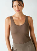 Seamless ribbed brown tank top
