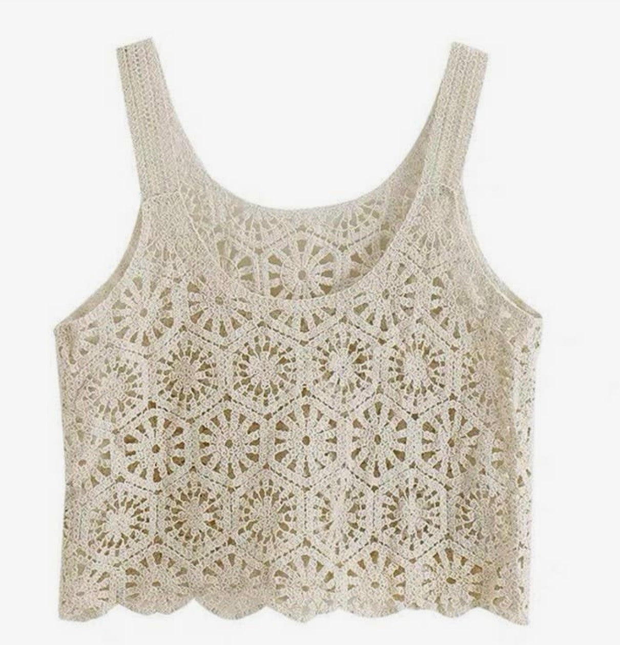 Beige crochet tank