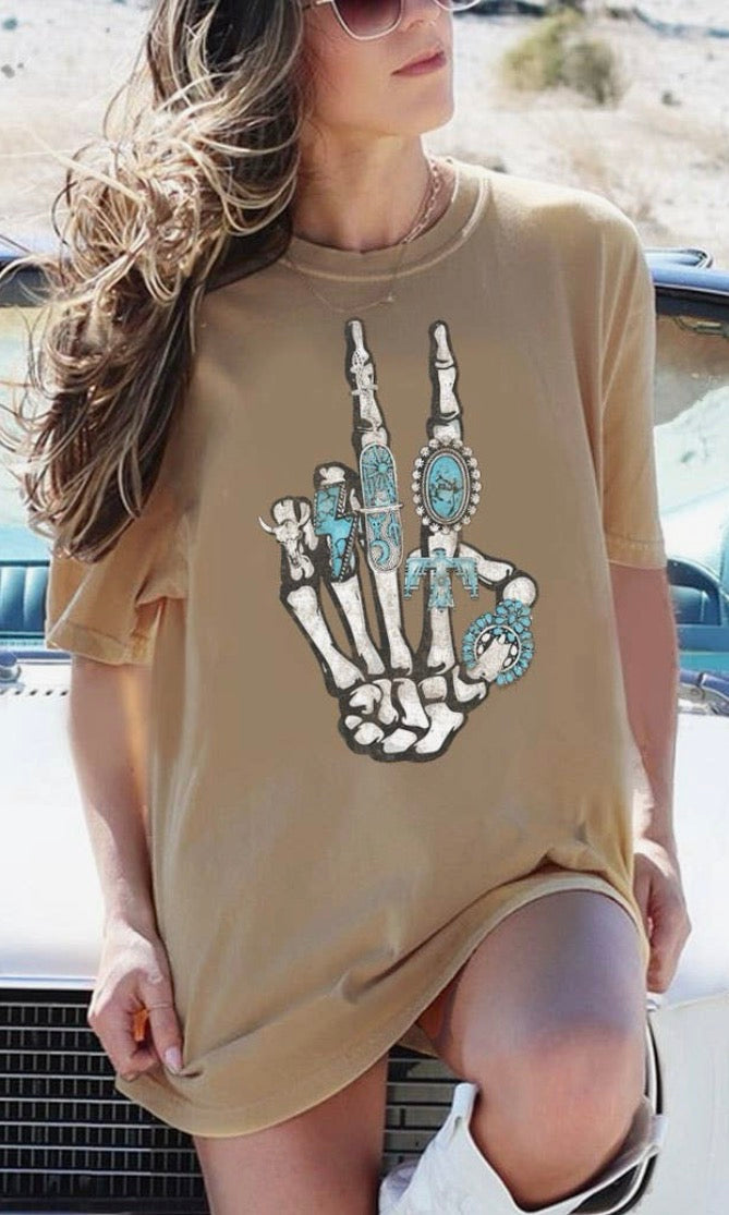 Skeleton hand oversized tee
