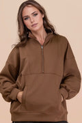 Mocha oversized half zip
