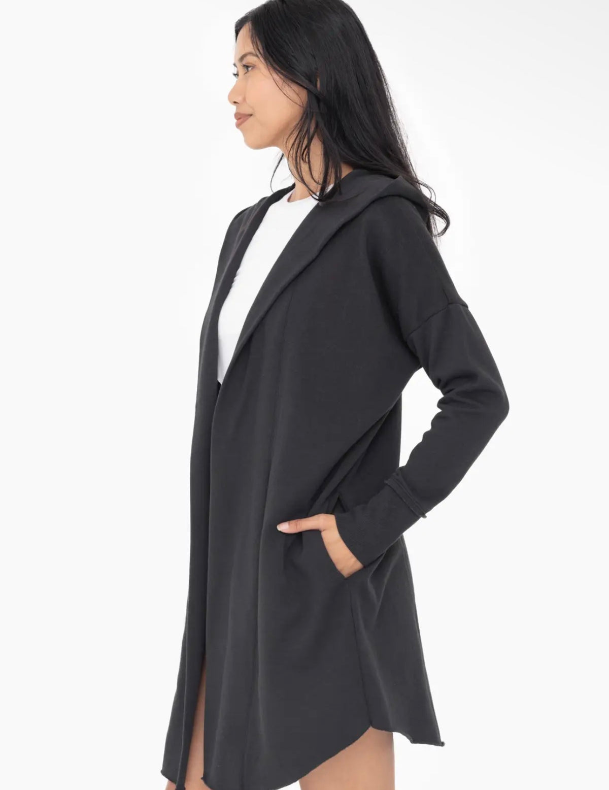 Long black hoodie cardigan