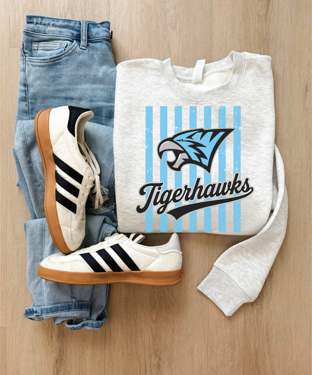 TigerHawks oatmeal crewneck sweatshirt