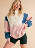 Pink and blue colorblock sweatshirt