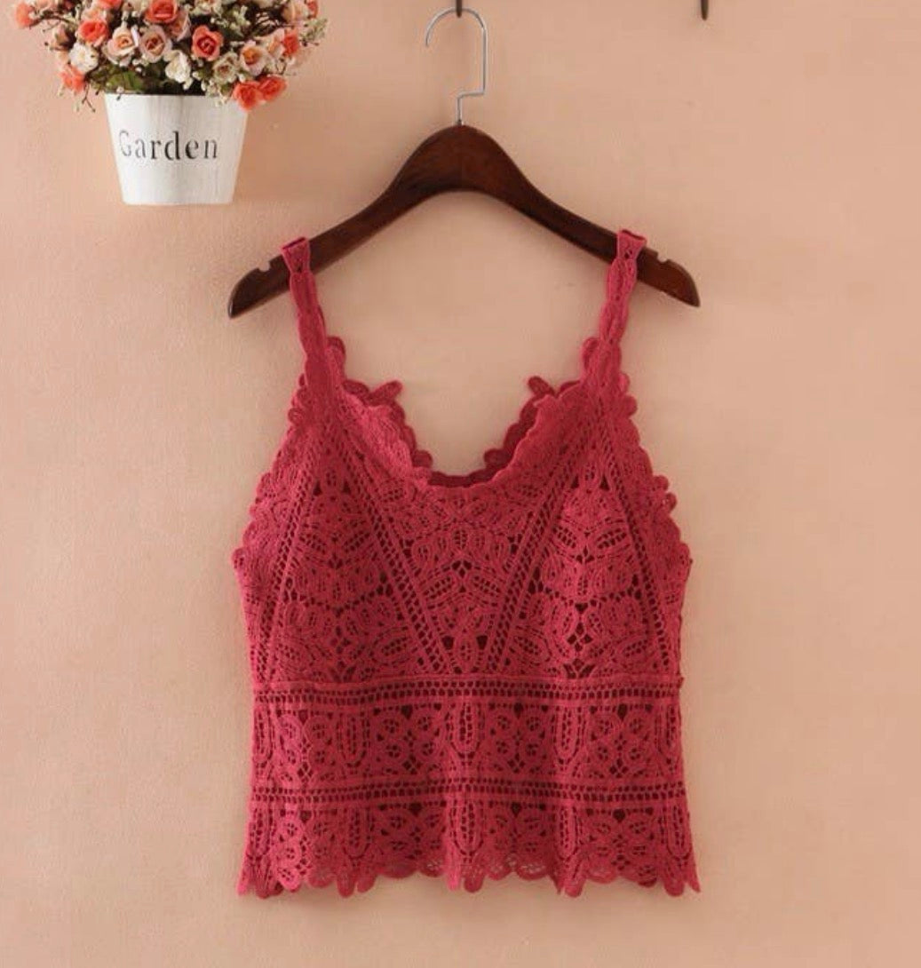 Wine lace tank