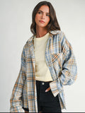 Blue and tan oversized flannel