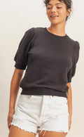 Puff short sleeve crew neck - black