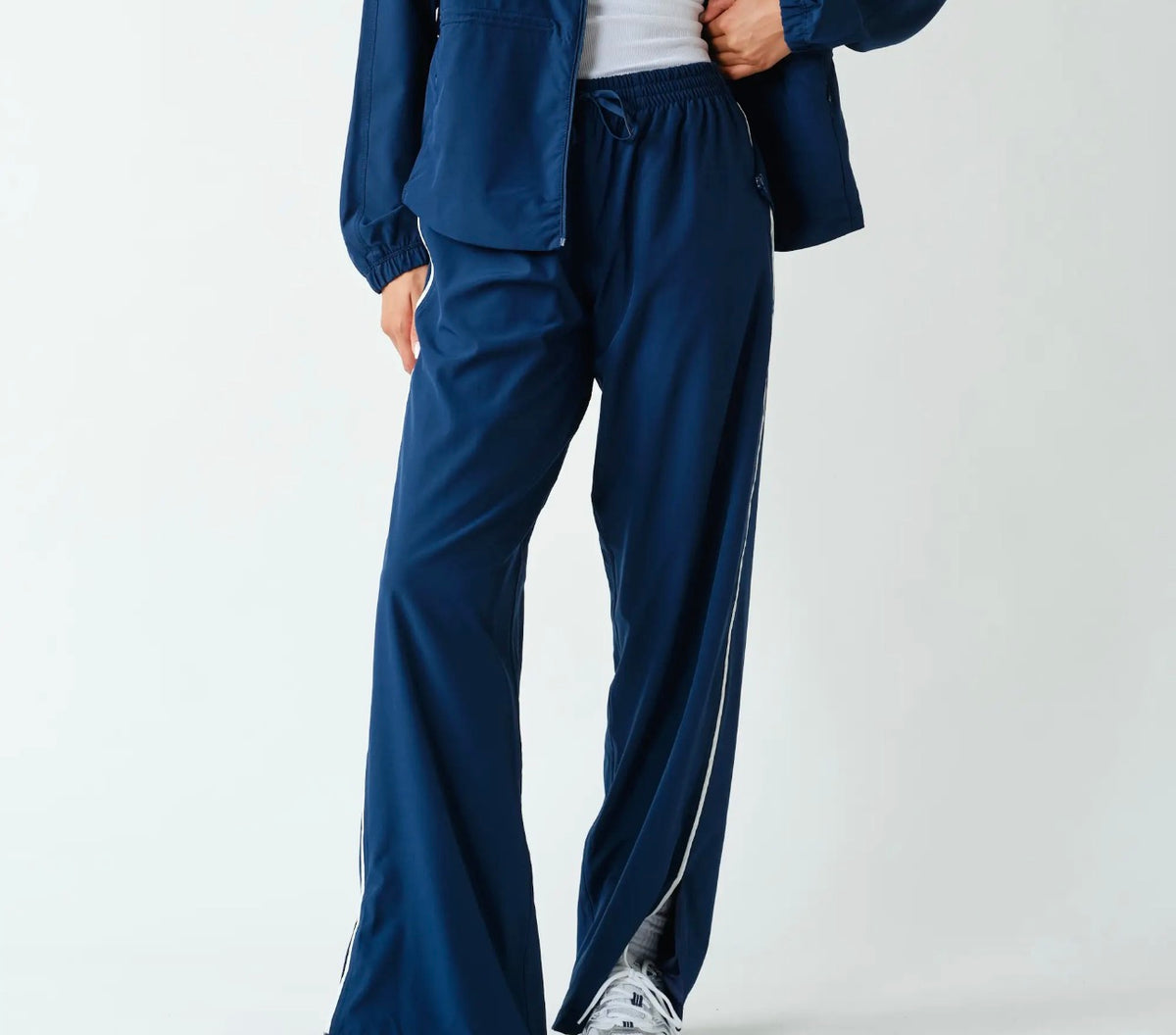 Blue track pants