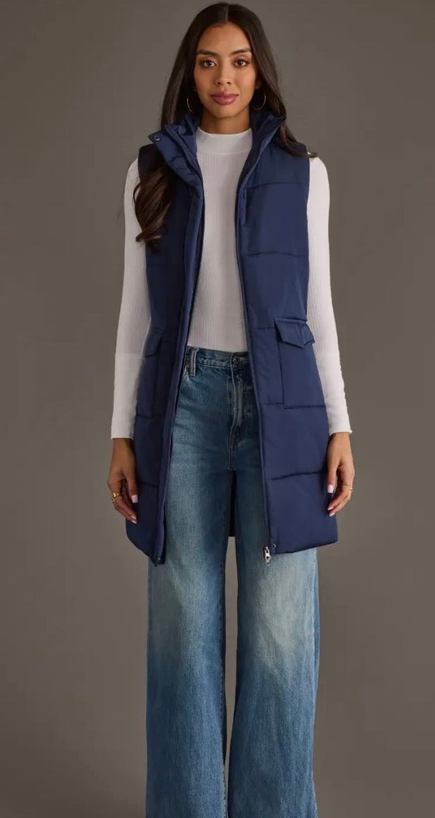 Navy long vest
