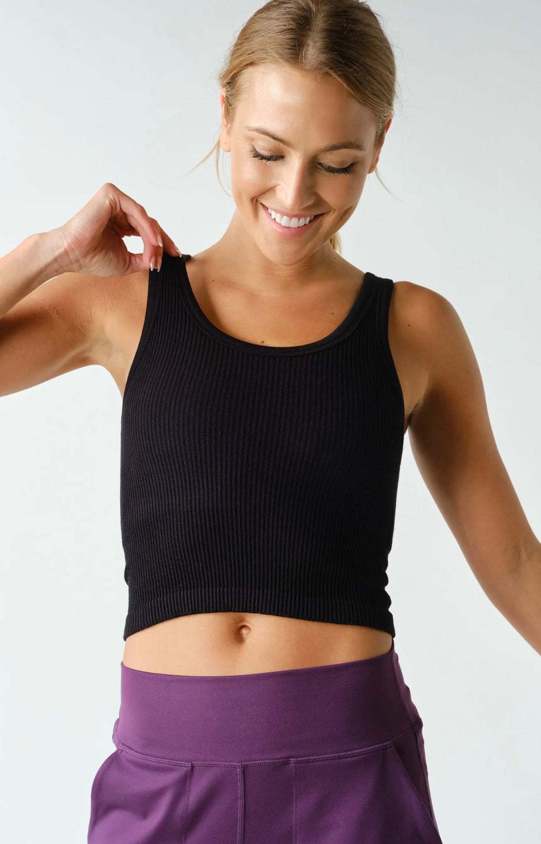Black built in bra tank top