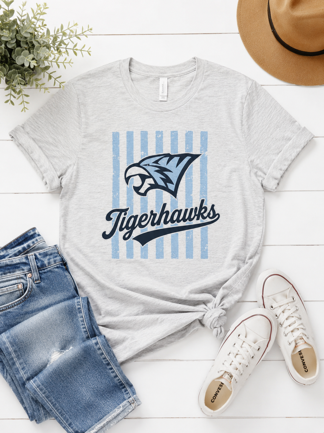 TigerHawks oatmeal tee
