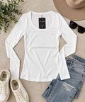 White - Micro ribbed long sleeve